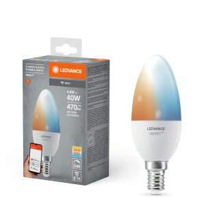 Ledvance LED Smart+ Kerze 4,9W = 40W E14 matt 470lm CCT 2700K-6500K Dimmbar App Google Alexa WiFi