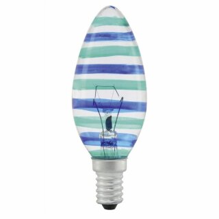 Eglo Glühbirne Kerze 40W E14 Blau Grün gestreift Glühlampe warmweiß dimmbar