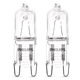 2 x Philips Halogen Stiftsockellampen 29W G9 klar 350lm warmweiß 2800K dimmbar