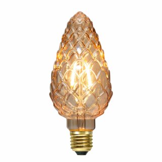 Star Trading LED Filament Kerze Tannenzapfen 2,3W E14 Gold 130lm extra warmweiß 2100K DIMMBAR