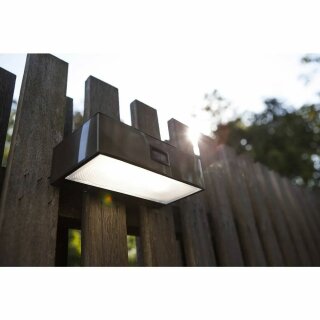 Lutec LED Solar Außenleuchte Wandlampe Brick Edelstahl IP44 2W 150lm neutralweiß 4000K Bewegungsmelder