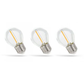 3 x Spectrum LED Filament P45 Tropfen 1W E27 klar 60lm warmweiß 2700K 300°