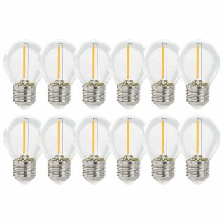 12 x Spectrum LED Filament P45 Tropfen 1W E27 klar 60lm warmweiß 2700K