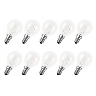 10 x Merkur Tropfen Glühbirne 15W E14 klar Glühlampe 15 Watt Kugel warmweiß dimmbar