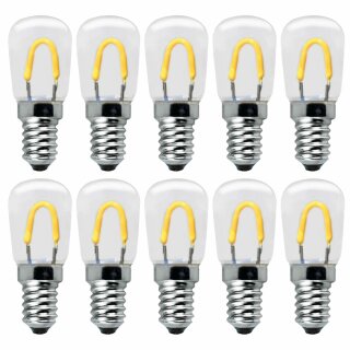 10 x Merkur LED Curved Filament T22 Röhre 1W = 15W E14 klar 90lm warmweiß 2700K