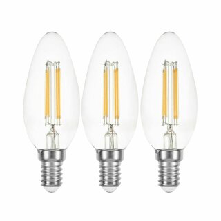 3 x I-Glow LED Filament Kerzen 4W = 40W E14 klar 470lm warmweiß 2700K