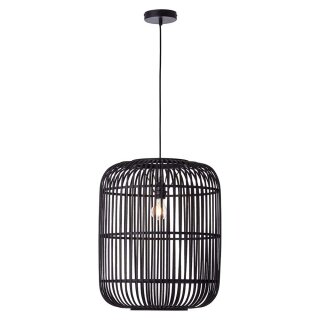 Brilliant Pendelleuchte Woodrow Schwarz Bambus Ø45cm max. 60W E27 ohne Leuchtmittel kürzbar