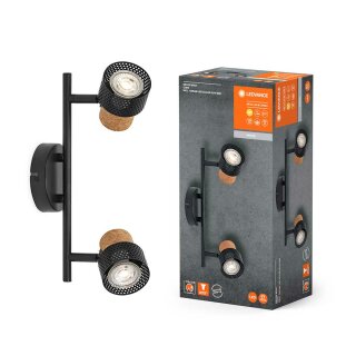 Ledvance LED Deckenleuchte Decor Spot Kork Schwarz 2 x 3,4W GU10 460lm Warmweiß 2700K Ra>90 Dimmbar