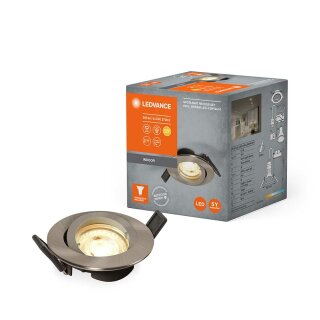 Ledvance LED Einbaustarhler Downlight Recess Nickel 4,3W GU10 350lm Warmweiß 2700K schwenkbar