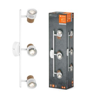 Ledvance LED Deckenleuchte Decor Spot Kork Weiß 3 x 3,4W GU10 690lm Warmweiß 2700K Ra>90 Dimmbar