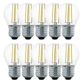 10 x Merkur LED Filament Tropfen P45 4W = 40W E27 klar 470lm warmweiß 2700K