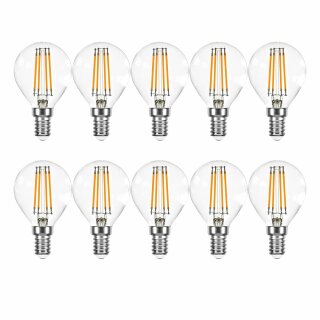 10 x Merkur LED Filament Tropfen P45 4W = 37W E14 klar 420lm warmweiß 2700K