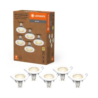 5 x Ledvance LED Einbauleuchte Spot Essential Weiß 2,6W GU10 230lm warmweiß 2700K