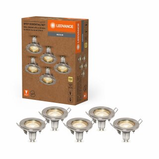 5 x Ledvance LED Einbauleuchte Spot Essential Nickel gebürstet 2,6W GU10 230lm warmweiß 2700K