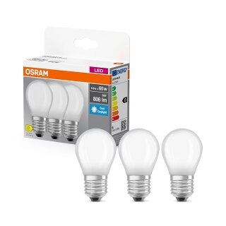 3 x Osram LED Filament Tropfen 5,9W = 60W E27 matt 806lm kaltweiß 6500K Tageslicht