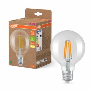 Osram LED Filament G95 Globe 3,8W = 60W E27 klar 806lm warmweiß 3000K ultra effizient