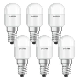 6 x Osram LED Leuchtmittel Special T26 Röhre Kühlschrank 2,3W = 20W E14 matt 200lm Tageslicht 6500K kaltweiß