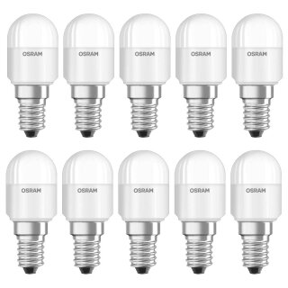 10 x Osram LED Leuchtmittel Special T26 Röhre Kühlschrank 2,3W = 20W E14 matt 200lm Tageslicht 6500K kaltweiß