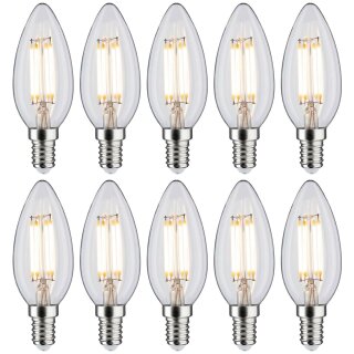 10 x Paulmann LED Filament Kerzen 4,5W = 40W E14 klar 470lm warmweiß 2700K