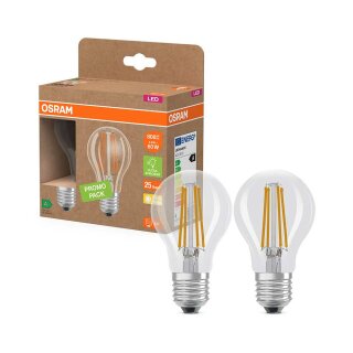 2 x Ledvance LED Filament A60 Birnen 3,8W = 60W E27 klar 806lm Warmweiß 2700K ultra effizient