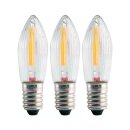 3 x LED Filament Topkerzen Ersatzleuchtmittel 0,2W E10...