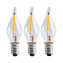 3 x LED Filament Windstoßkerzen Leuchtmittel 0,2W E10 8-55V klar 12lm extra warmweiß 2100K