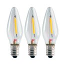 3 x LED Filament Topkerze 0,2W E10 8-55V klar 12lm extra warmweiß 2100K