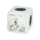 Aura Line Cube Reiseadapter Weiß 4 x Schuko-Steckdosen 2 x USB-Ports 16A/3680W 230V