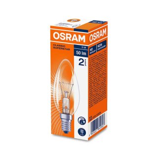 Osram Glühbirne Kerze 11W E14 klar 50lm Glühlampe Warmweiß 2700K dimmbar