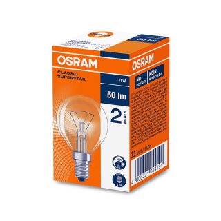 Osram Glühbrine Tropfen 11W E14 klar 50lm Glühlampe Warmweiß 2700K dimmbar