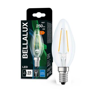 Bellalux LED Filament Kerze 3W = 25W E14 klar 250lm 840 Neutralweiß 4000K