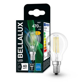 Bellalux LED Filament Tropfen 4W = 40W E14 klar 470lm Neutralweiß 4000K