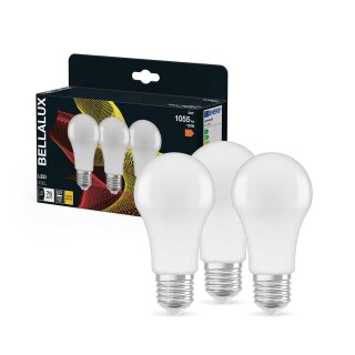 3 x Bellalux LED A60 Birnen 10W = 75W E27 matt 1055lm Warmweiß 2700K