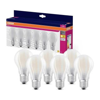 6 x Osram LED Filament A60 Birnen 6,5W = 60W E27 matt 806lm Warmweiß 2700K