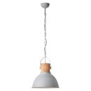 Brilliant Pendelleuchte Frieda Grau Beton Holz Ø39cm max. 60W E27 kürzbar