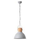 Brilliant Pendelleuchte Frieda Grau Beton Holz Ø39cm max. 60W E27 kürzbar