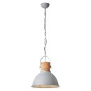 Brilliant Pendelleuchte Frieda Grau Beton Holz Ø39cm max. 60W E27 kürzbar