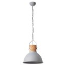 Brilliant Pendelleuchte Frieda Grau Beton Holz Ø39cm max. 60W E27 kürzbar