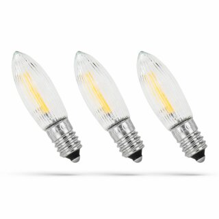 3 x Spectrum LED Filament Riffelkerze 0,2W E10 34V-55V extra warmweiß 2200K