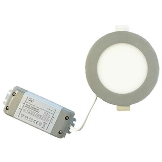 LED Einbaupanel Leuchte Downlight Silber rund Ø15cm 9W 520lm Warmweiß 3000K Dimmbar