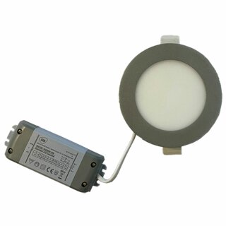 LED Einbaupanel Leuchte Downlight Silber Ø12cm 6,5W 270lm Warmweiß 3000K Dimmbar