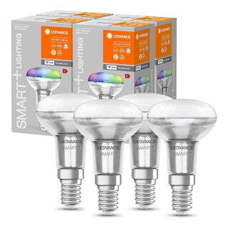 4 x Ledvance LED Smart+ R50 Reflektor 3,3W = 40W E14 matt 210lm RGBTW 2700K-6500K Dimmbar App Google Alexa WiFi