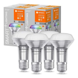 4 x Ledvance LED Smart+ R63 Reflektor 4,7W = 60W E27 matt 345lm RGBW 2700-6500K Dimmbar App Google Alexa WiFi