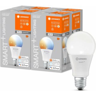 4 x Ledvance LED Smart+ Birne A60 9W = 60W E27 matt 806lm Tunable White 2700K-6500K Dimmbar App Google Alexa WiFi