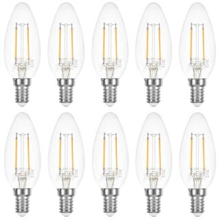 10 x lampsplus LED Filament Kerzen 2W fast 25W E14 klar 220lm Warmweiß 2700K