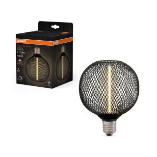 Osram LED Filament Globe G125 Straw 3,5W = 13W E27 Schwarz 110lm extra warmweiß 1800K DIMMBAR