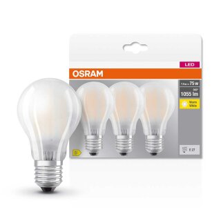 3 x Osram LED Filament A60 Birnen 7,5W = 75W E27 matt 1055lm Warmweiß 2700K