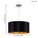 Eglo Pendelleuchte Maserlo Schwarz Gold Ø38cm max. 60W E27 kürzbar