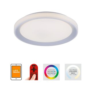 LeuchtenDirekt LED Smart Deckenleuchte Lola Silber Leni Ø51cm 40W 3300lm RGB + CCT Fernbedienung App Google Alexa