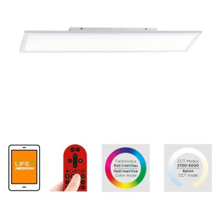 LeuchtenDirekt LED Smart Panel Lola Weiß Flat 100x25cm 28,5W 2300lm RGB + CCT Fernbedienung App Google Alexa